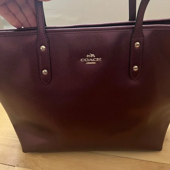 Coach Deep Burgundy Leather Tote - Picture 3 of 12